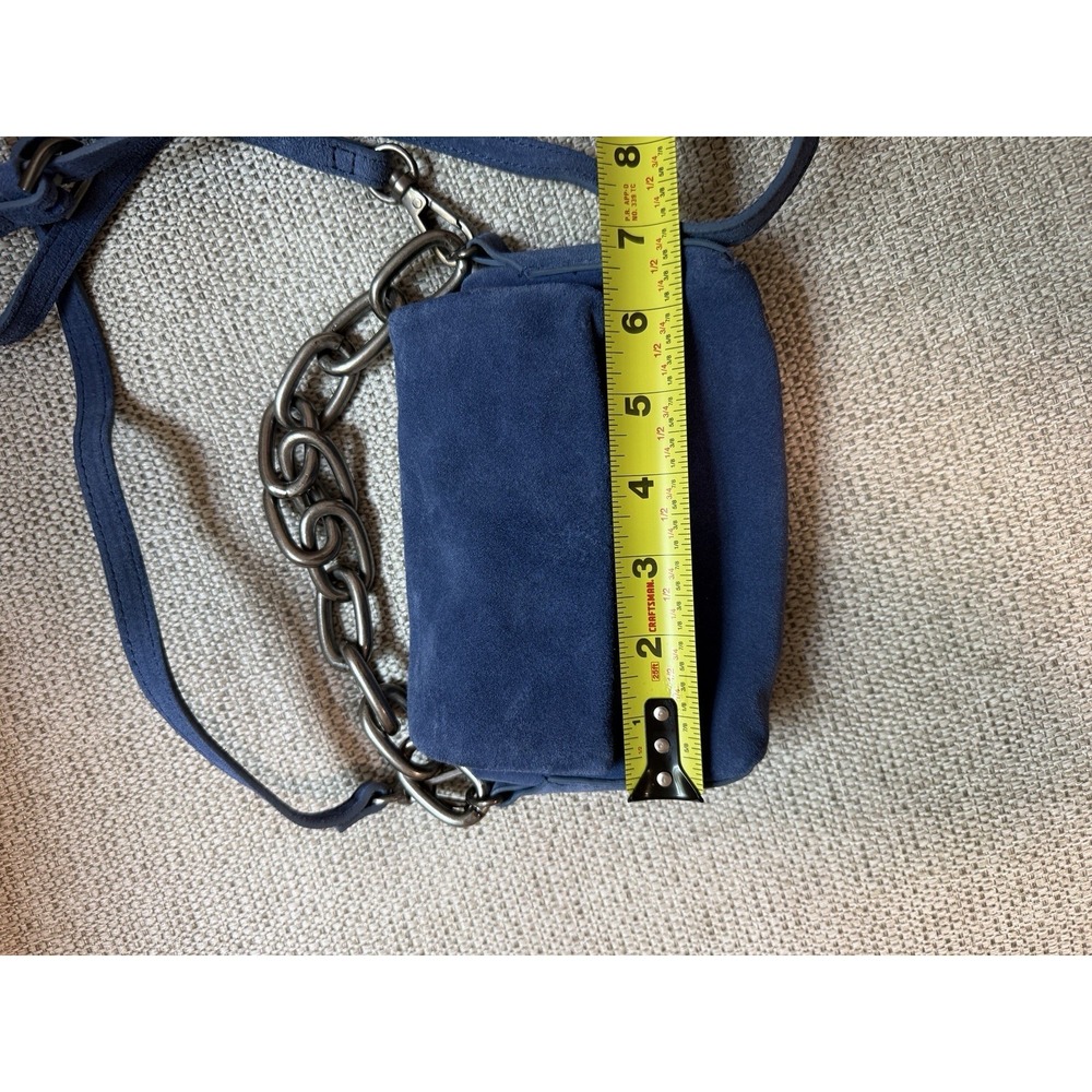 Free People Charlie Chain Crossbody Bag in Blue Suede Leather - Picture 3 of 9